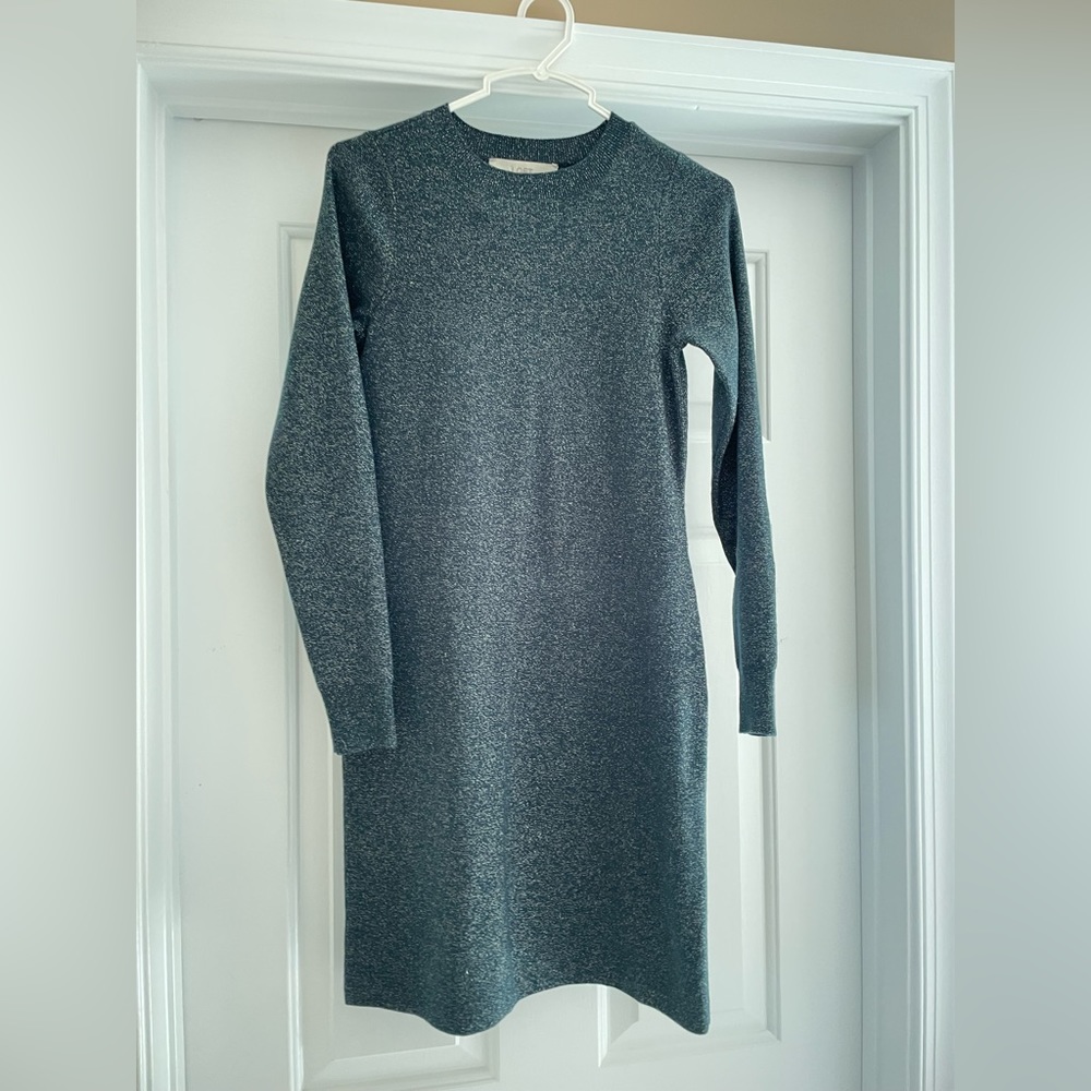 Long sleeve green shimmery dress from LOFT